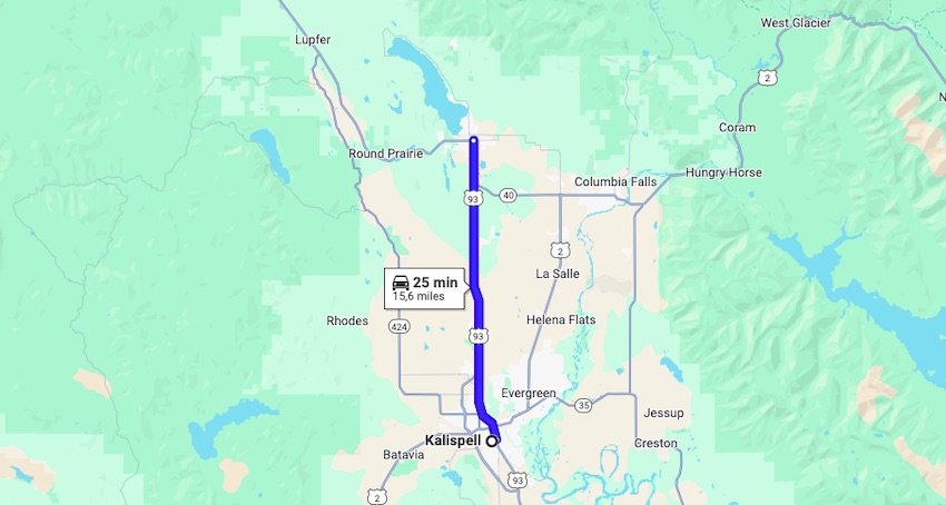 Kalispell to Whitefish by car