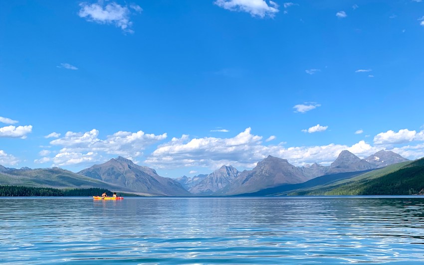 Kayaking activity on the Flathead River in Glacier National Park